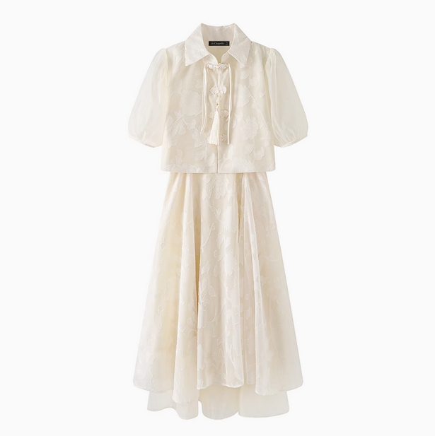 拉夏贝尔/La Chapelle新中式改良旗袍连衣裙套装女夏季小个子汉服